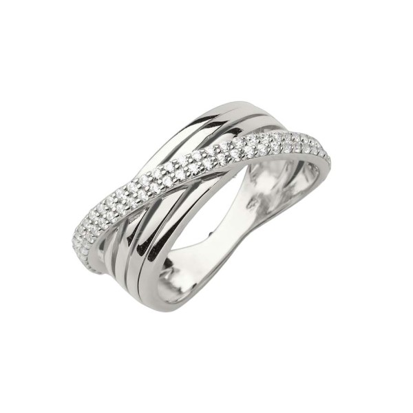 Damenring Silber mit Zirkonia in Wickeloptik