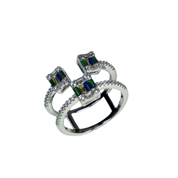 Damenring Sterlingsilber mit bunten Zirkonia