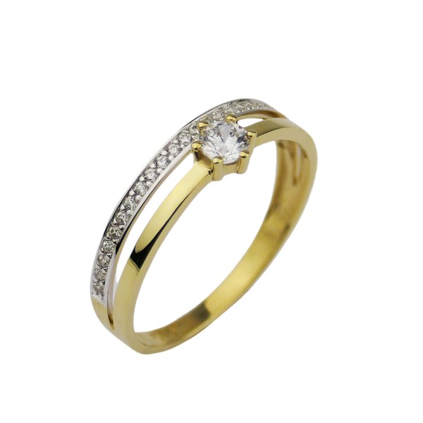 Zirkoniaring Gold 333/000 in Bicolor-Optik