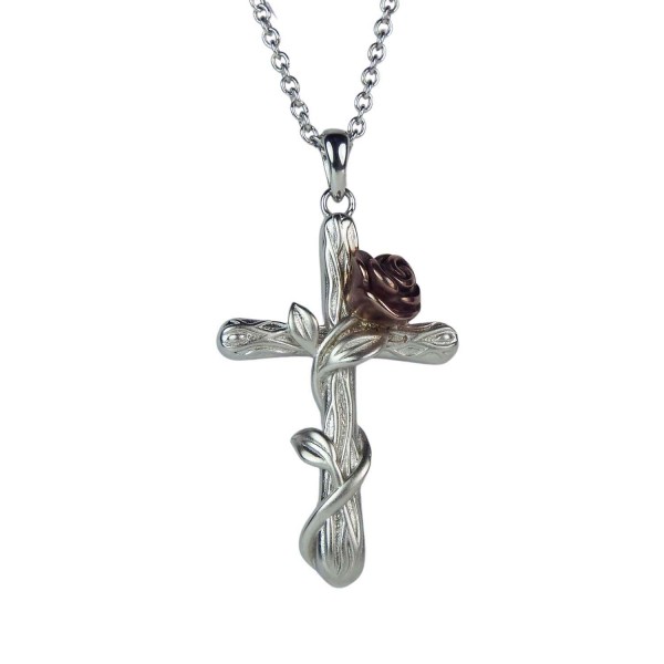 Kreuz Sterlingsilber Anhänger mit Rose