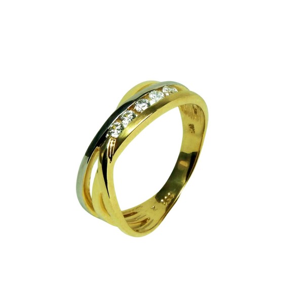 Damenring Gelbgold und Weißgold 333/000 mit Zirkonia