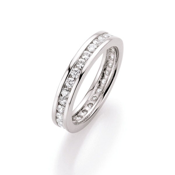 Silver D-Line Damenring rhodinierter Silberring mit Zirkonia
