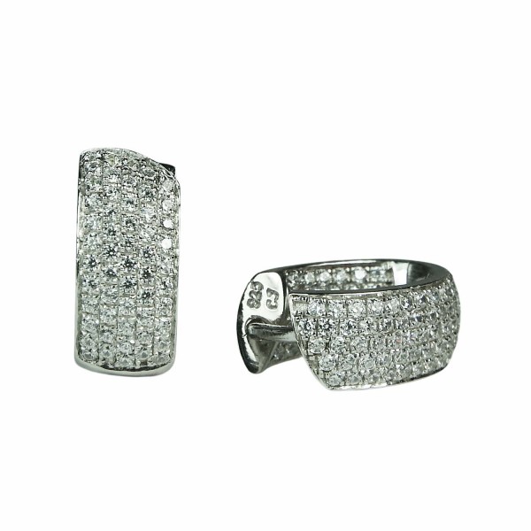 Silbercreolen aus rhodiniertem Sterlingsilber mit Zirkonia