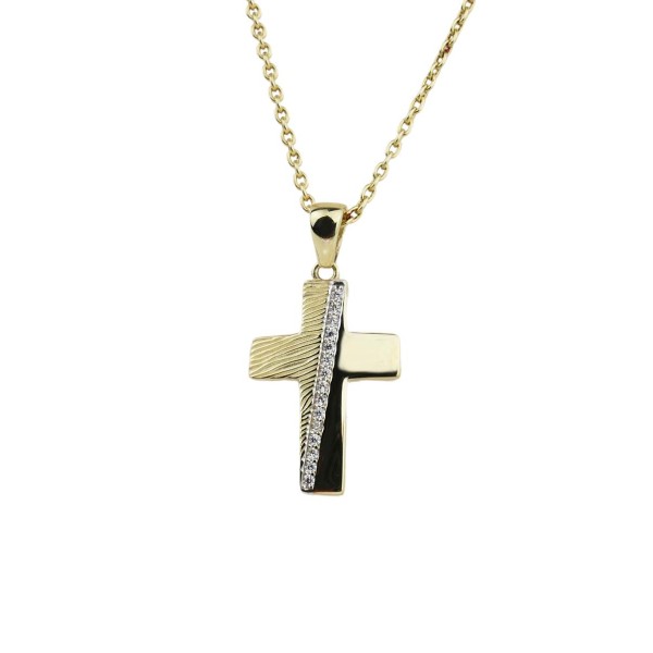 Kreuz Gelbgold 333/000 mit Zirkonia