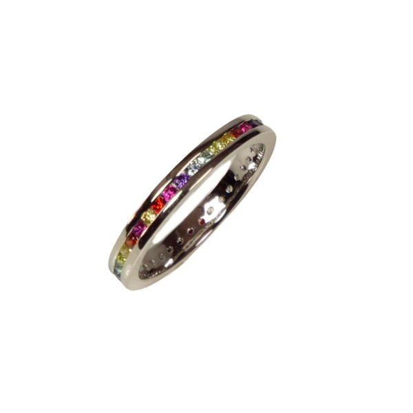 Damenring Sterlingsilber mit bunten Zirkonia