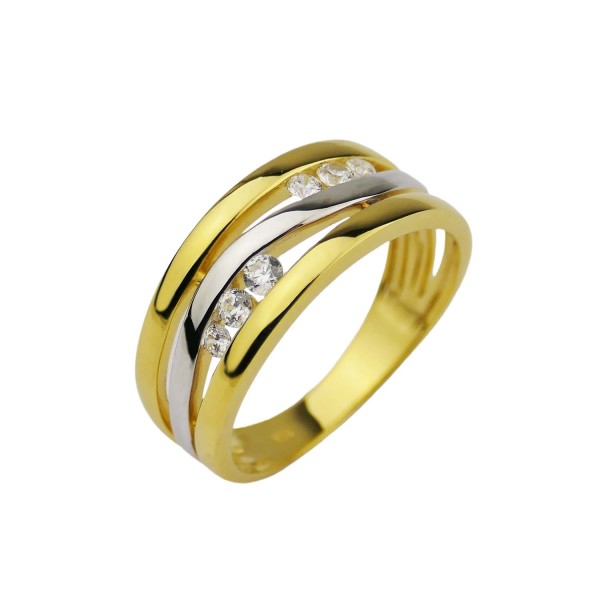 Zirkoniaring Gold 333/000 in Bicolor-Optik
