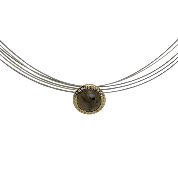 Collier Sterlingsilber und Edelstahl mit Labradoritanhänger