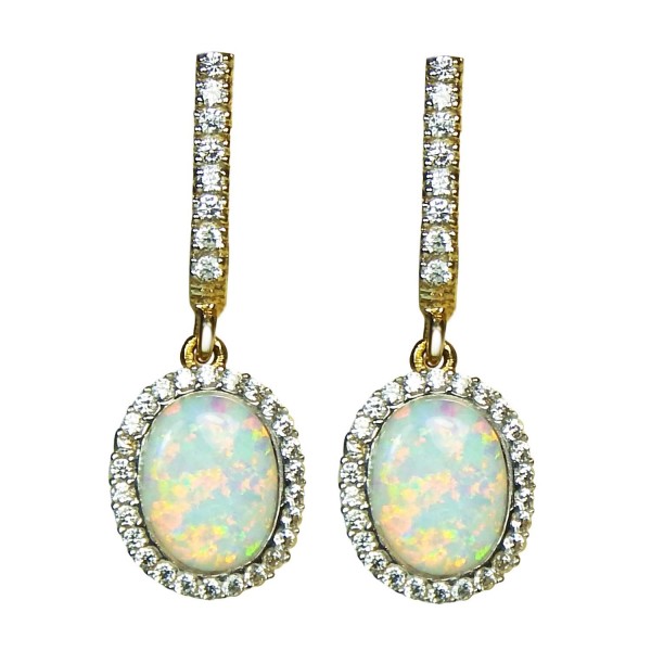 Opalohrhänger Gold mit Zirkonia