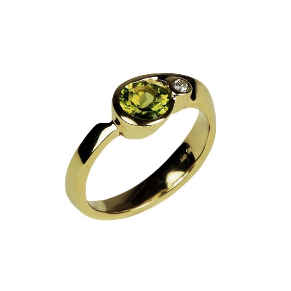 Damenring Peridot mit Brillant Gelbgold 585/000