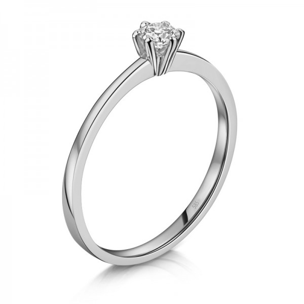 Verlobungsring Weißgold 585/000 mit Brillant 0,20 ct.