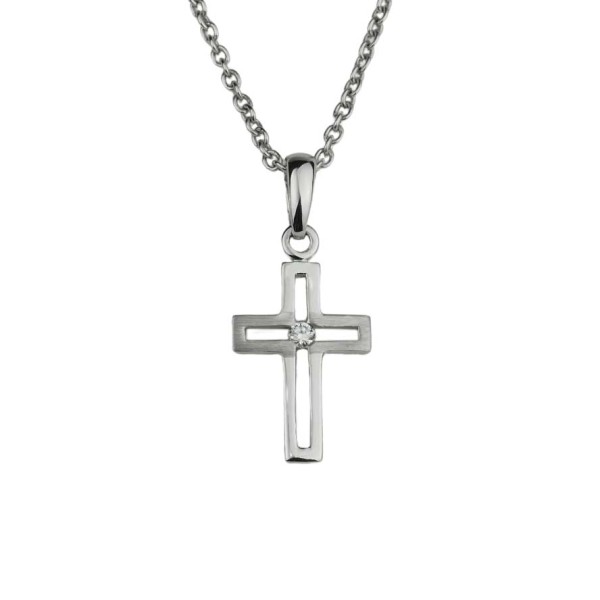 Kreuz Weißgold 585/000 mit Brillant