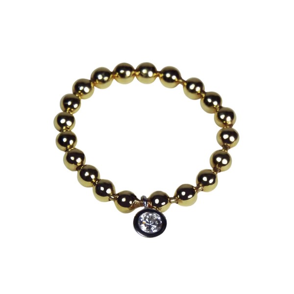 Elastischer Kügelchenring Gelbgold 585/000 mit Brillant